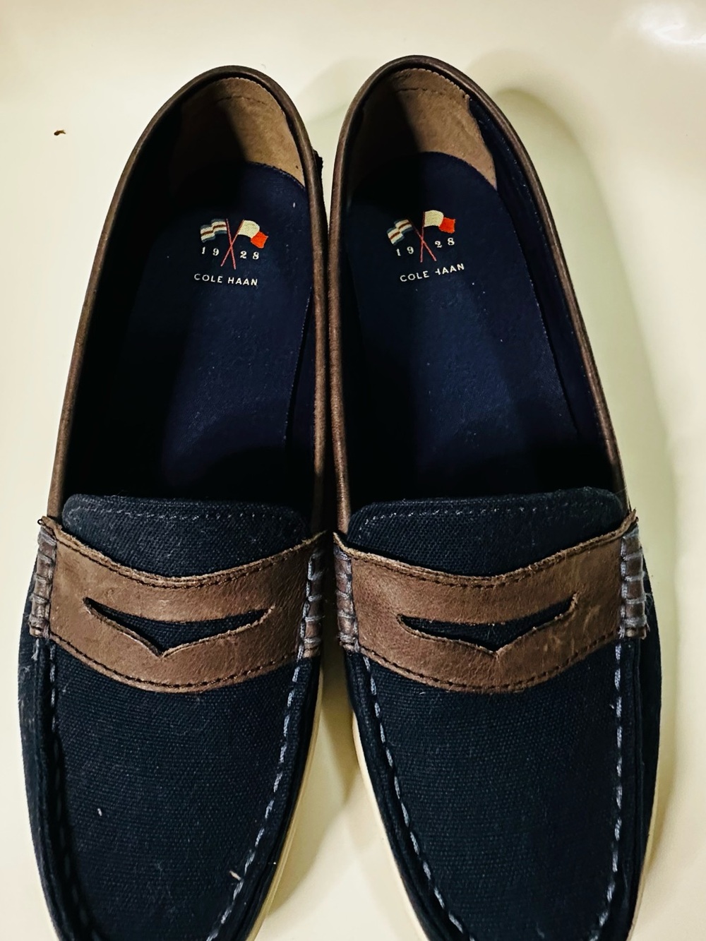 Cole Haan Nantucket 1928 Canvas Penny Loafers.